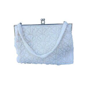 VTG Mid Century White Microbeaded Clutch Purse/Bag Made in Korea *READ*